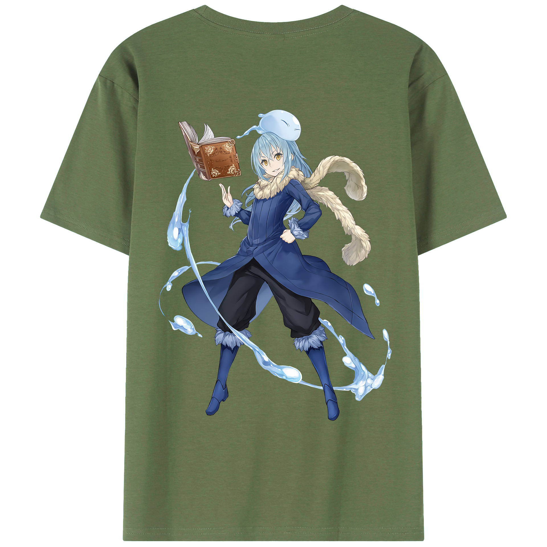 （画像用） 転スラ Regarding Reincarnated to Slime 綿100％ メンズ半袖Tシャツ（バックプリント） 通気性